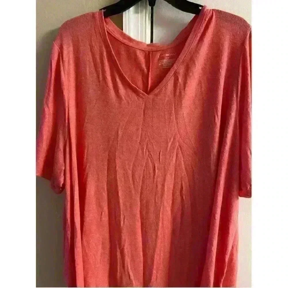 LANE BRYANT heather peach v neck top  Sz 22/24